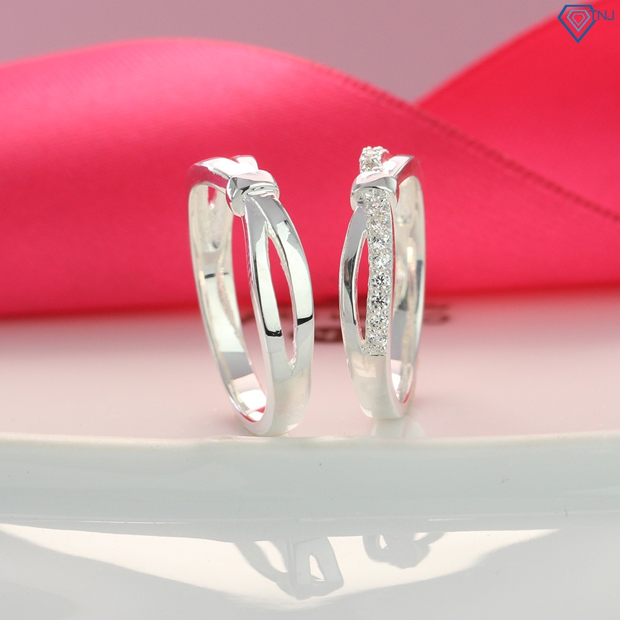 Nhẫn bạc cặp 925 nam nữ đính đá khắc tên ND0408 Trang Sức TNJ