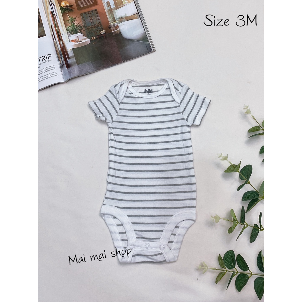 (0-3M chọn màu- Trai) Body chip TAY NGẮN xuất dư cổ tròn, cổ đáp chéo cho bé trai sz 0-3M- Bộ liền thân cho bé