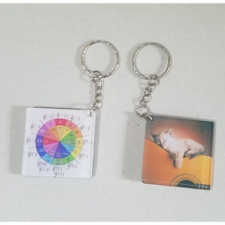 Móc khóa guitar mica 2 mặt in hình tùy chọn