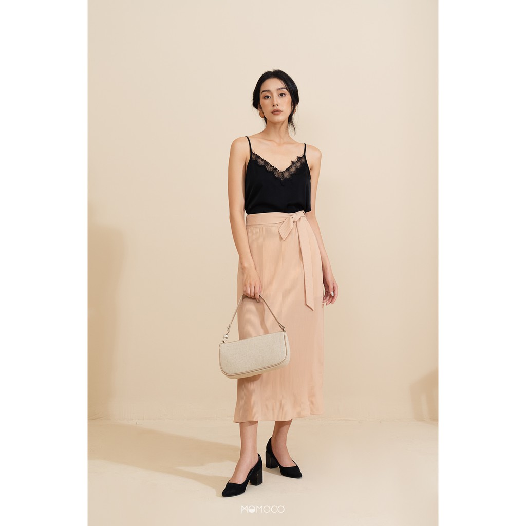Chân Váy Dài Midi MOMOCO Vải Gập Xếp Li Cá Tính M2728