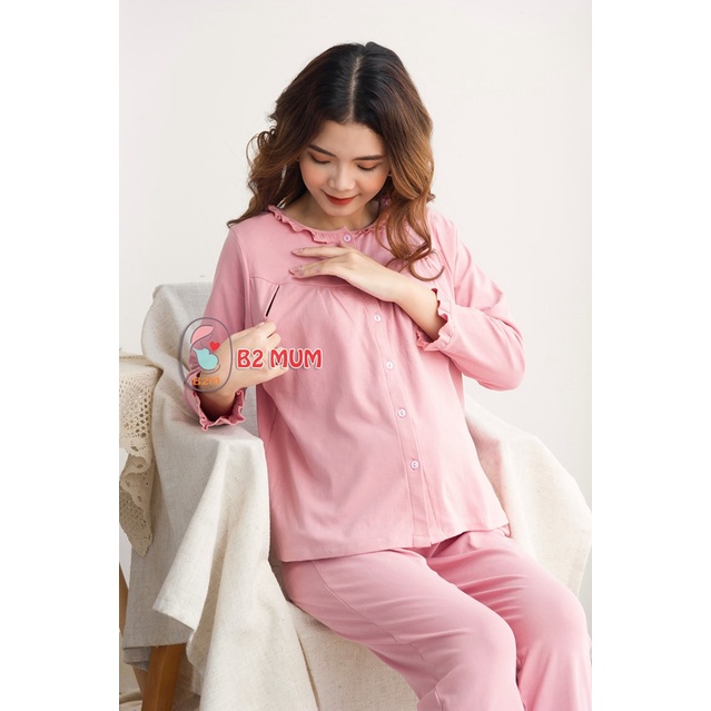 L137 Bộ cotton cổ bèo bầu và sau sinh