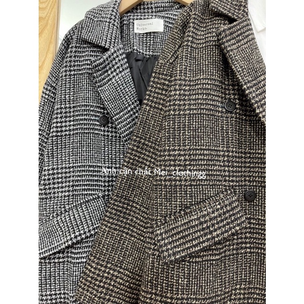 [Ảnh thật/video] Áo vest dạ kẻ 2 lớp dày dặn/ blazer nữ túi nắp Quảng Châu loại 1