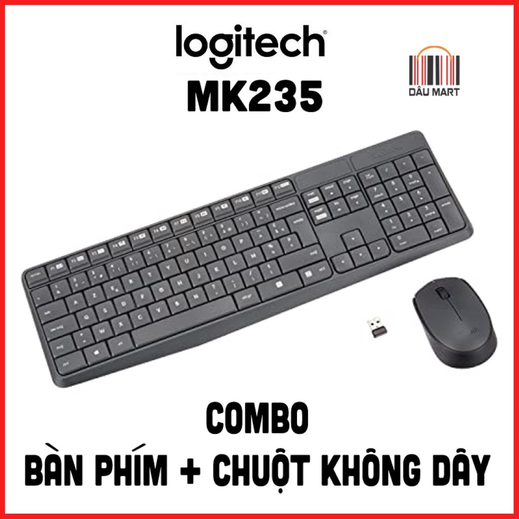 Combo Bộ bàn phím và chuột không dây Logitech MK235 Chính hãng bảo hành 12 tháng