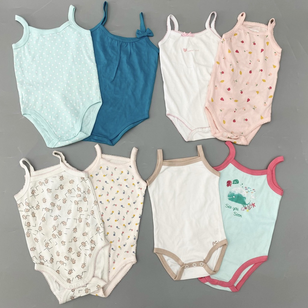 Body hai dây bé gái  sơ sinh đến 2 tuổi/ Body chip sát nách cho bé gái xuất dư - TNBG-A bebefamilyshop