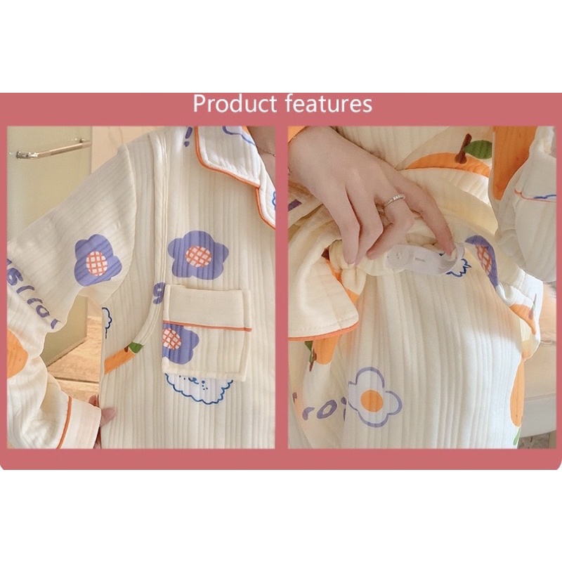 Bộ Pyjama Cotton Nỉ Dày Siêu Ấm Nữ Bầu Bí Thời Trang Đồ Ngủ Bạn Gái Cute Năng Động Dài Tay Quần Áo Mùa Đông Mã XĐN02 | BigBuy360 - bigbuy360.vn