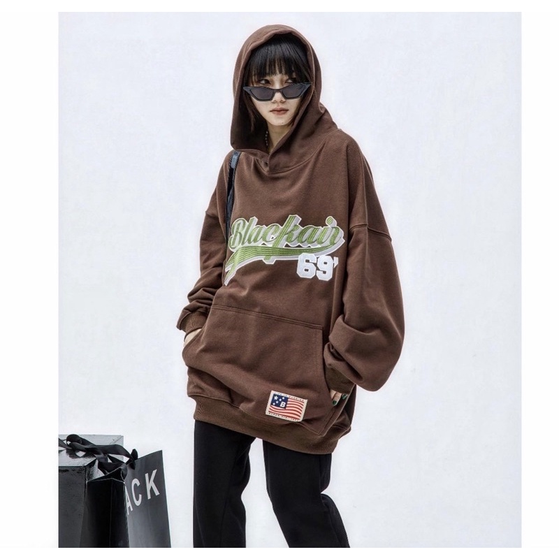 Áo hoodie nỉ chân cua Black air chính hãng thêu 100% màu nâu và đen