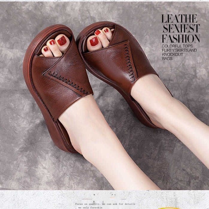 Dép Sandal Hở Ngón Đế Mềm Dày Phong Cách retro Thời Trang Mùa Hè Dành Cho Nữ