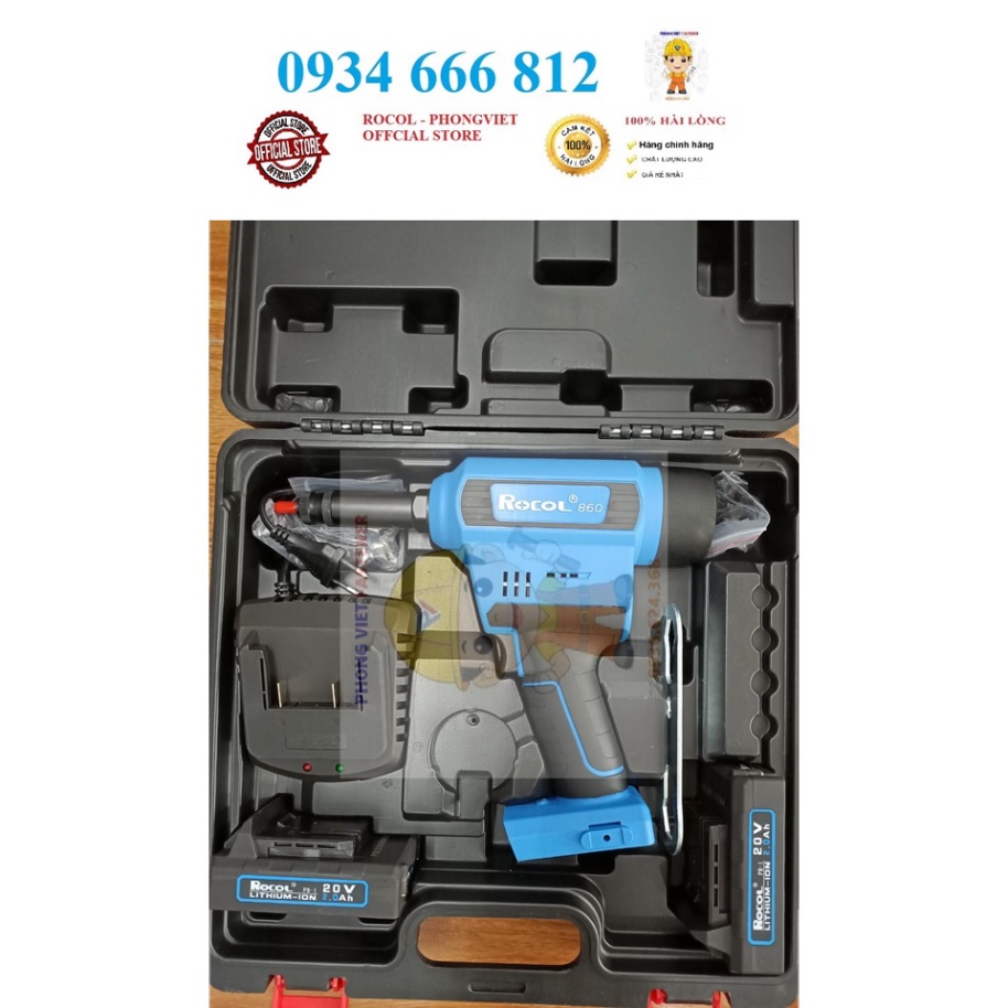 Súng rút ốc tán tự động ROCOL RL860 BẰNG PIN KÈM ĐẦU M4 M5 M6 M8