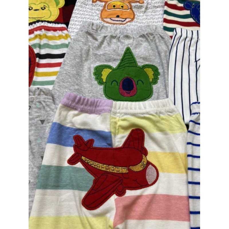 Quần Dài Mông Thú Hình Thêu Nổi Chất Cotton Mềm Đẹp Cho Bé - Quần Dài Thu Đông Bé Trai Bé Gái