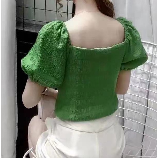 Áo Kiểu Cổ Vuông Tay Phồng Mẫu Mới 2022 Thời Trang Mùa Hè Phong Cách Phương Tây Cho Nữ