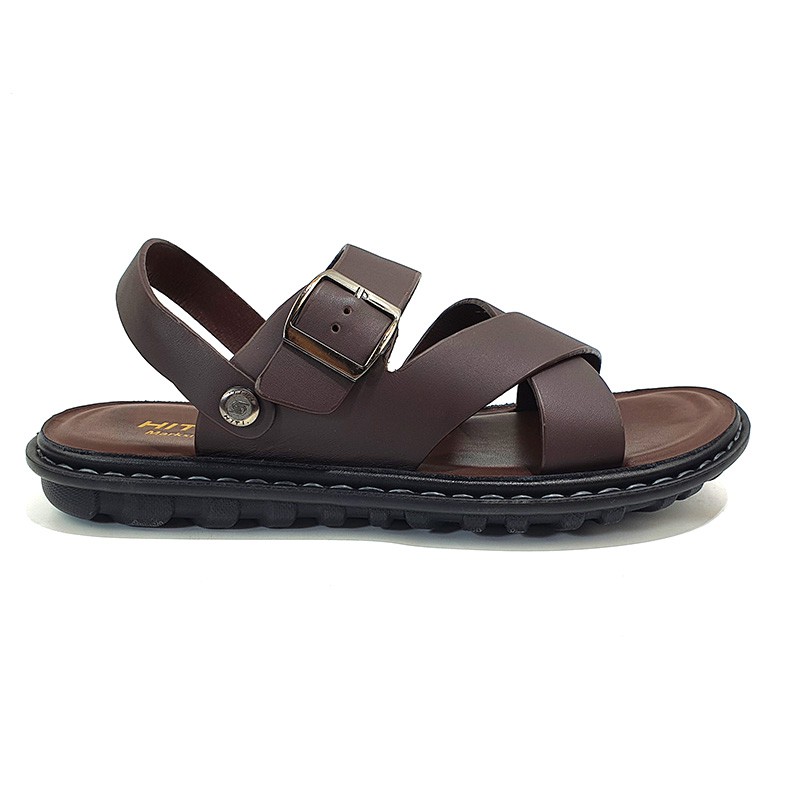 Sandal Nam Quai Chéo Da Bò Thật Cao Cấp Xịn Đẹp Đế Mát Xa Siêu Mềm Êm - HANO 0985