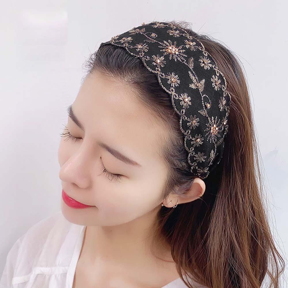 Danilo Băng Đô Cài Tóc Viền Rộng Họa Tiết Hoa Phong Cách Retro Hàn Quốc Đơn Giản Cho Nữ