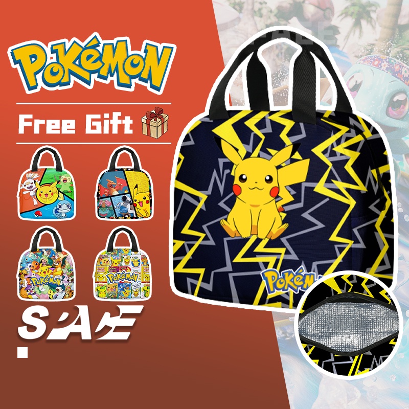 Pokemon túi ăn trưa Túi Giữ Nhiệt Đựng Hộp Cơm Trưa In Hình Hoạt Hình Pikachu Dễ Thương Cho Bé Trai Và Gái