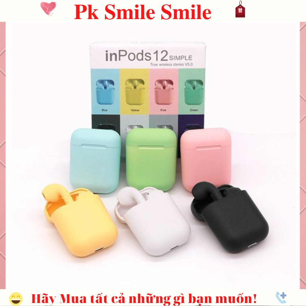 Tai nghe i12  inpods Bluetooth 5.0  TWS Cảm Biến Vân Tay -  Tặng kèm cáp sạc