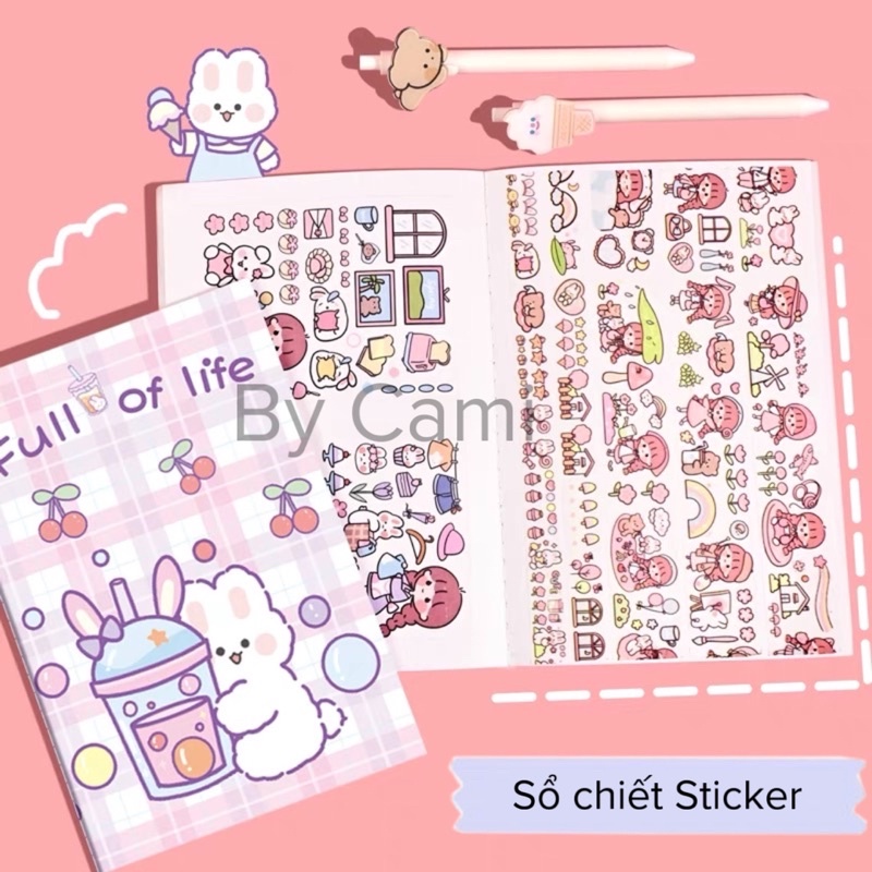 Sổ chiết lưu trữ sticker và washi tape khổ A5, nhiều hình cute