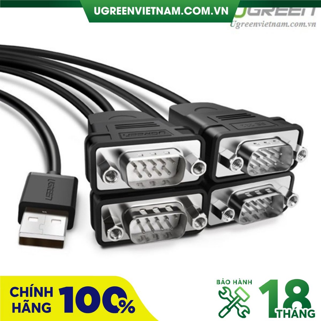 Cổng USB 2.0 to 4 cổng RS232 chính hãng Ugreen 30770