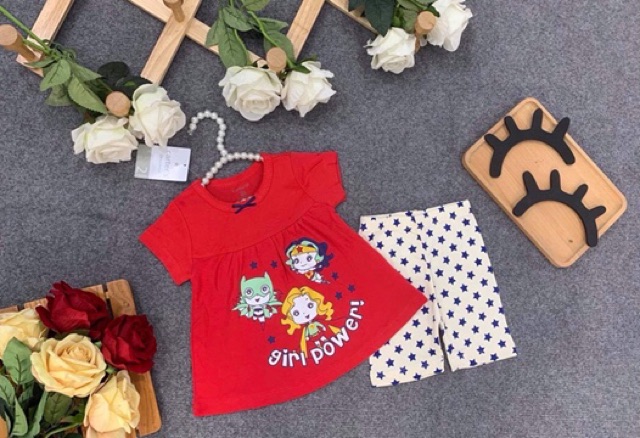 Bộ cộc tay xk bé gái dáng baby doll 8-21 kg(ib chọn màu)
