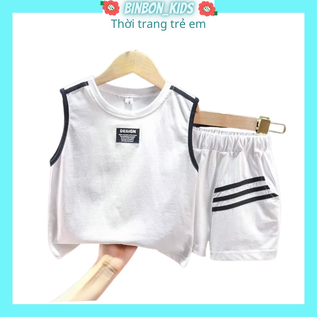 Đồ bộ hè sát nách cho bé trai BinBon Kids,Bộ Sát Nách Chất Cotton Cho Bé từ 6-26kg