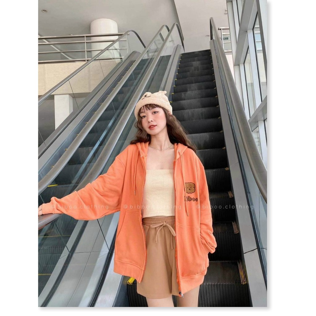 ÁO KHOÁC NỈ DÂY KHOÁ KÉO, ÁO KHOÁC NHẸ CHẤT THUN NỈ MỀM MỊN PHỐI LOGO THÊU ĐẦU GẤU THỜI TRANG HOT | BigBuy360 - bigbuy360.vn