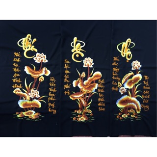 Tranh phúc lộc thọ sen vàng