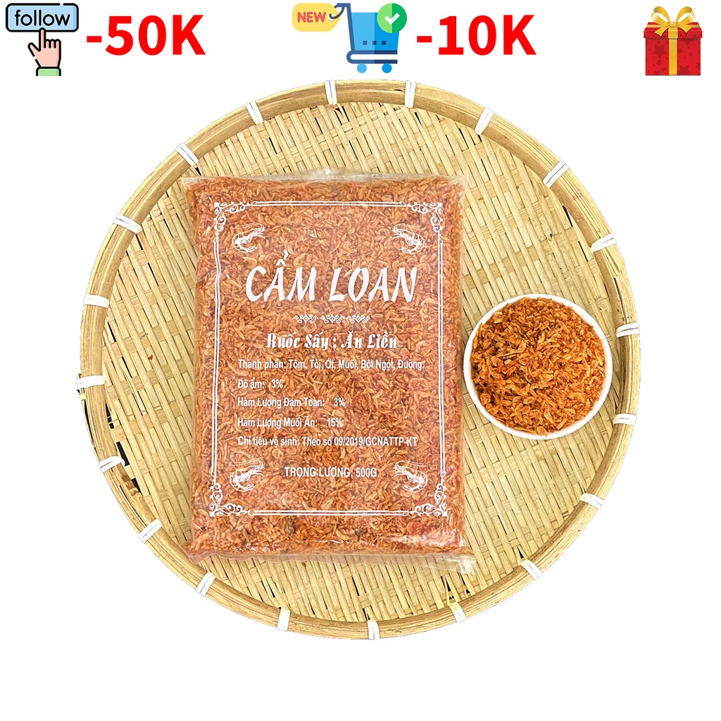 Ruốc Sấy Khô Tây Ninh Tẩm Gia Vị CẨM LOAN (500gr) Dùng Làm Nguyên Liệu Bánh Tráng Trộn Giòn Thơm BÁN BAO ĐẮT HÀNG