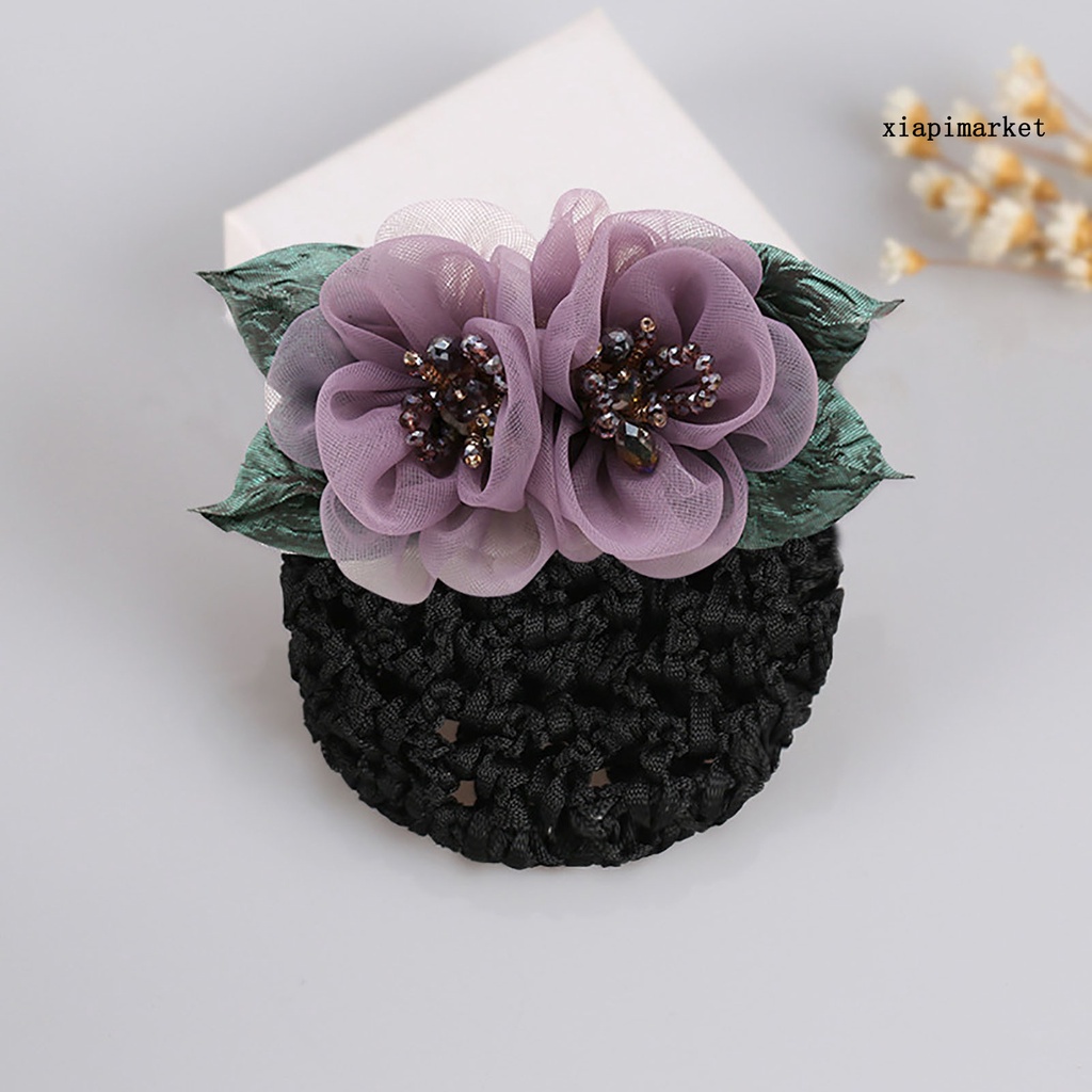 Dây Buộc Tóc Co Giãn Đính Hạt Và Hoa Thanh Lịch Cho Nữ B1K_Bộ