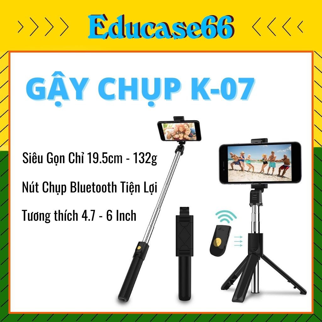 Gậy chụp ảnh Selfie tự sướng Bluetooth K07 FX, 3 chân đa năng tripod, Remote điều khiển từ xa Educase66