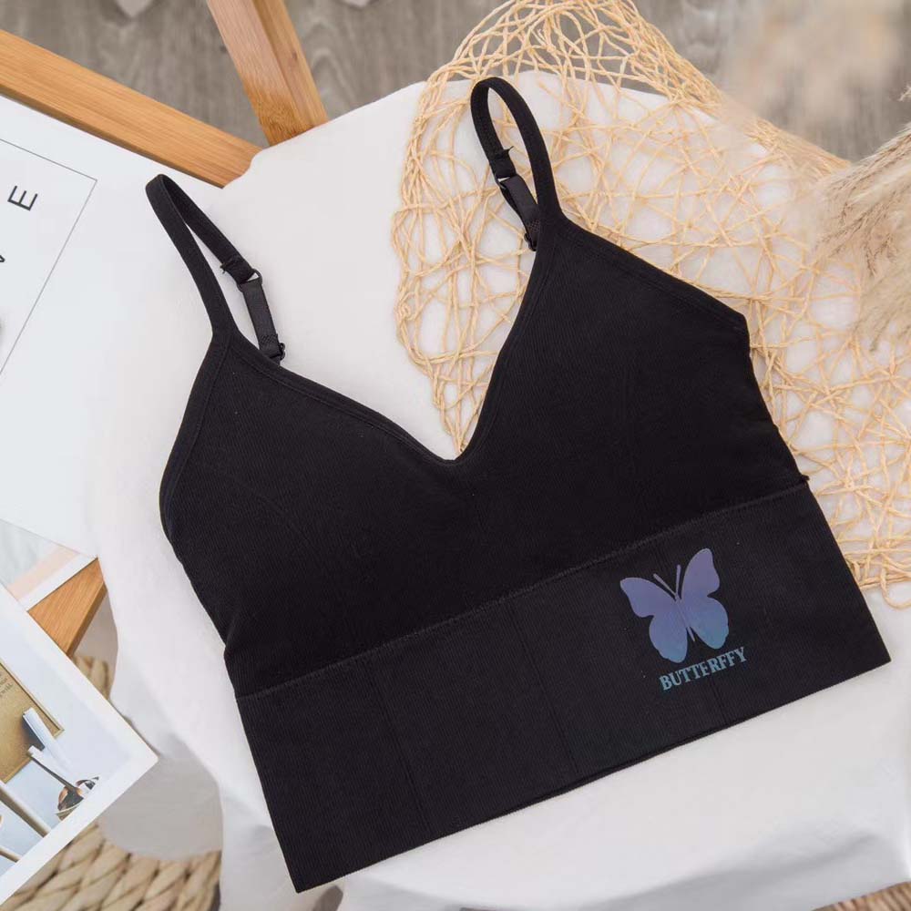 BUTTERFLY Áo Lót Hai Dây Không Đường May Hình Chữ U Màu Dạ Quang Thời Trang
