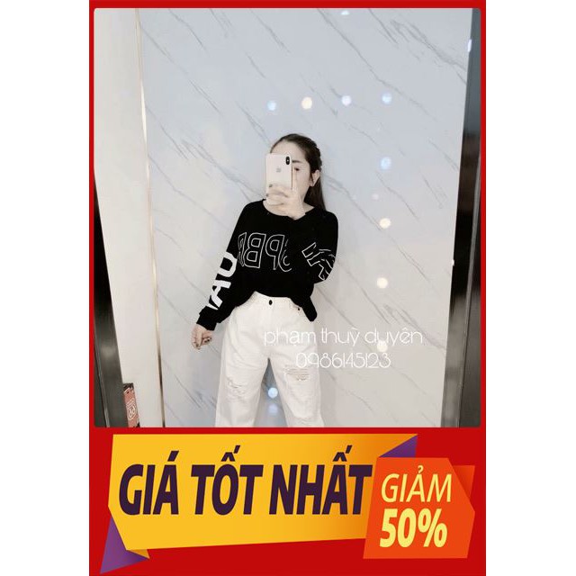 [ Sale 50% ] Áo pull viền tay len giấy thời trang format