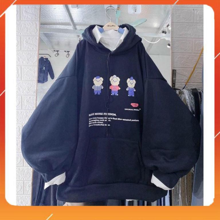 [Lên đồ là Đẹp] Áo Hoodie Tay Phồng 3 Chú Lợn Hai Màu Form Rộng Siêu HOT | BigBuy360 - bigbuy360.vn