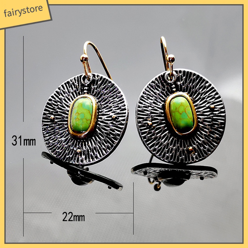 Khuyên tai bằng hợp kim đính đá giả màu xanh ngọc xinh xắn thời trang cho nữ