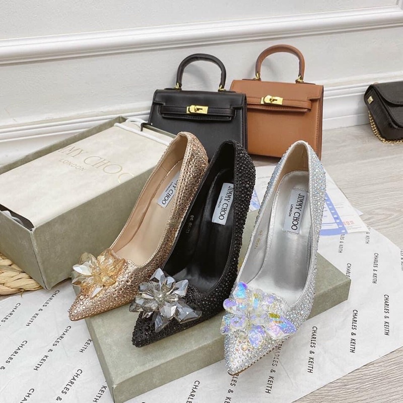 Guốc Jimichoo Cinderella Lọ Lem Pha Lê Cao Cấp
