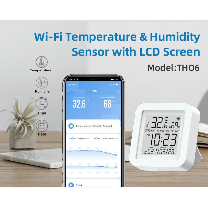 Cảm biến nhiệt độ và độ ẩm Zigbee Tuya Smart Life màn hình LCD