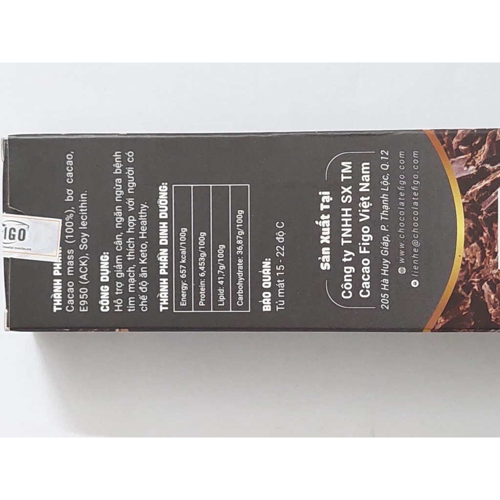 [Chính hãng] Bar 20gr- Dark Chocolate 100% Cacao, Socola đen nguyên chất không đường, ăn Giảm cân, KETO, DAS, Tiểu đường