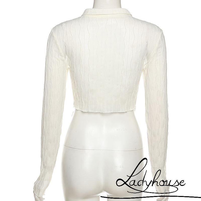 Áo Sơ Mi Croptop Tay Dài Vải Mỏng Màu Trơn Cài Nút Thời Trang Mùa Hè Cho Nữ