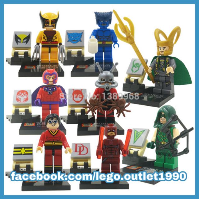 Xếp hình Daredevil Magneto Ant-Man Loki Wolverine The Beast Green Arrow DC X-men Lego Minifigures Sy259