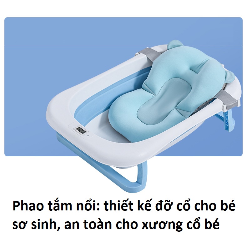 Chậu tắm cho bé, Chậu tắm gấp gọn cho bé, kèm nhiệt kế điện tử và phao tắm, lưới tắm cho bé sơ sinh Babyjoy