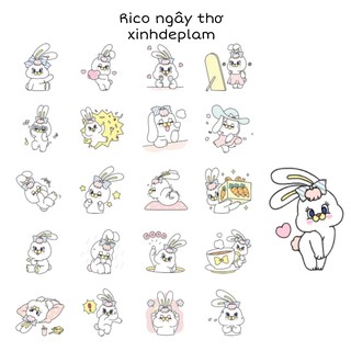 Bộ sticker thỏ RICO ngây thơ của cực dễ thương cho sổ planner, bullet journal