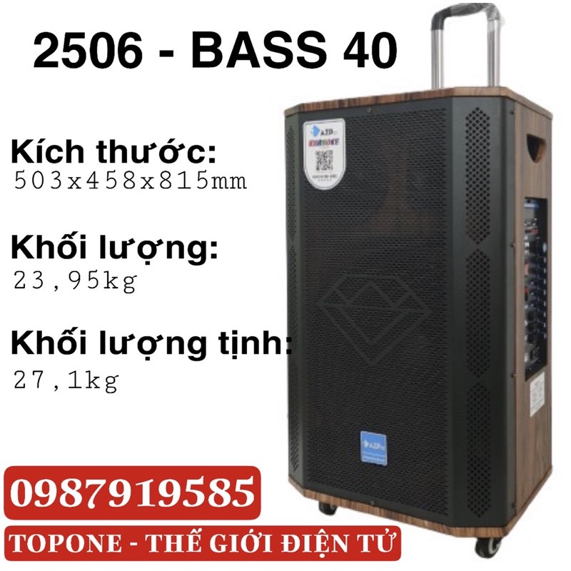 Loa Kéo Di Động AZPRO - Loa Hát Karaoke Cao Cấp Tặng Kèm 2 Micro Không Dây