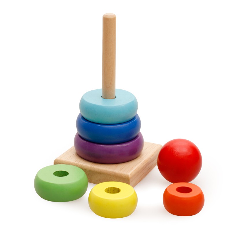 Tháp Thả Hình Khối Gỗ 7 Sắc Cầu Vồng - Đồ Chơi Gỗ Montessori Phát Triển Kỹ Năng Cho Bé