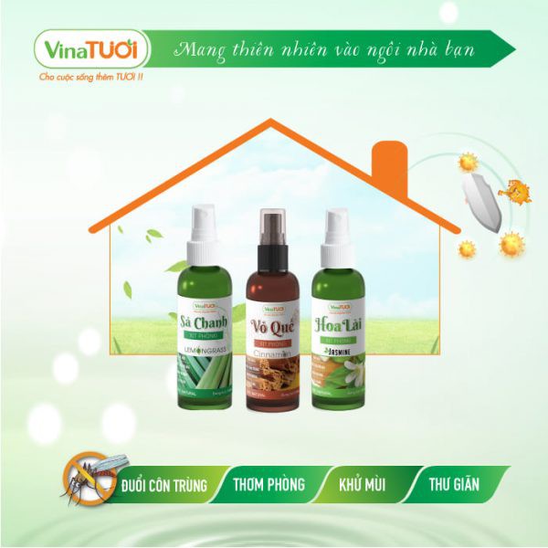 Tinh Dầu Xịt Thơm Vỏ Quế Đuổi Kiến Vina Tươi 100ml An Toàn Cho Bé