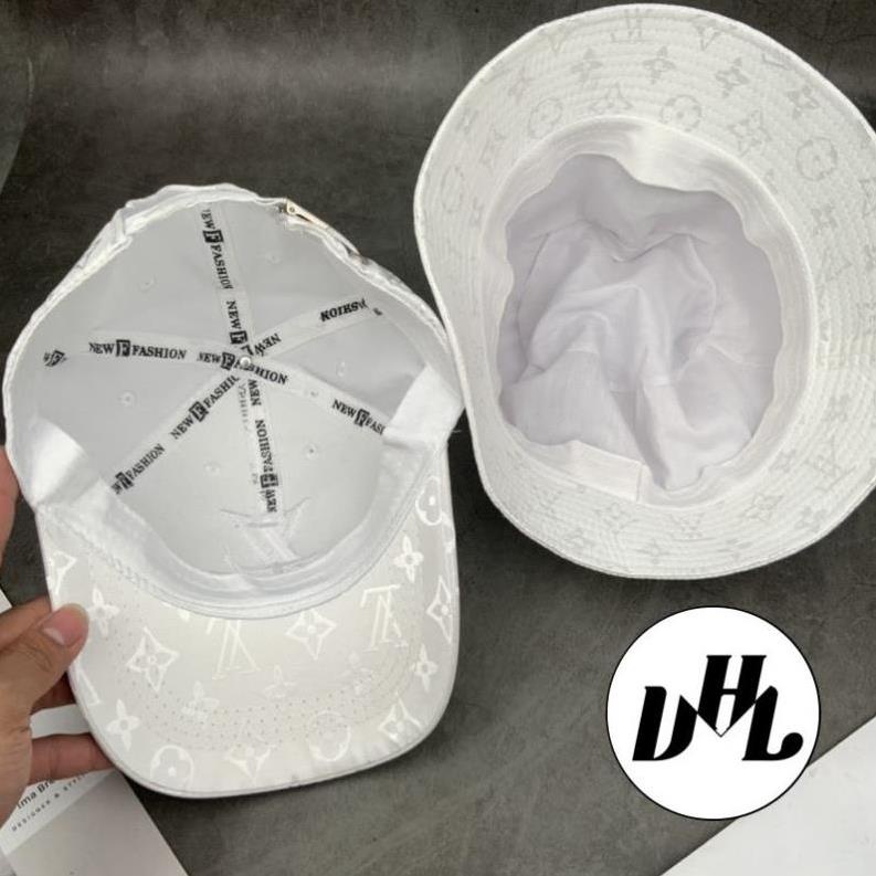 Combo Nón Gấm LV Trắng Full Tem in Chìm Thời Trang Nam Nữ Cao Cấp
