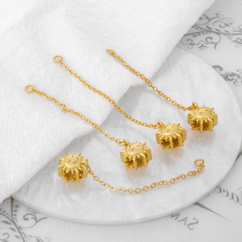 Dây Chuyền Mặt Hình Hoa Hướng Dương Màu Vàng 18K Chất Liệu Đồng Nhám Làm Trang Sức Thủ Công diy