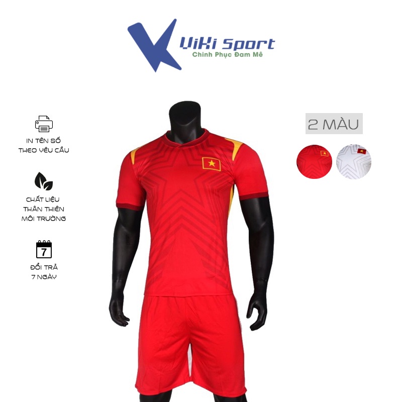 Đồ đá bóng đội tuyển Việt Nam, vải thun lạnh thấm hút mồ hôi tốt - ViKi Sport