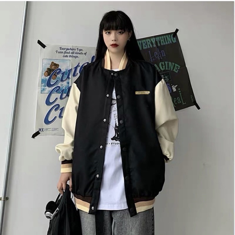 ÁO KHOÁC BOMBER KAKI 2 LỚP HOTDOG UNISEX NAM NỮ (hình chụp thật)