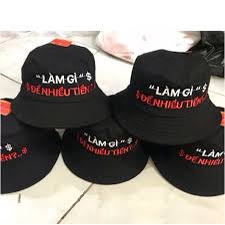 Mũ bucket đen thêu in Nhiều tiền để làm gìin - DMA store​​​​​​​