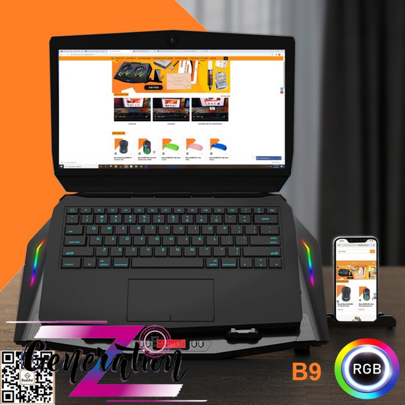 Đế tản nhiệt laptop Led RGB BAMBA B9 BH 12 tháng