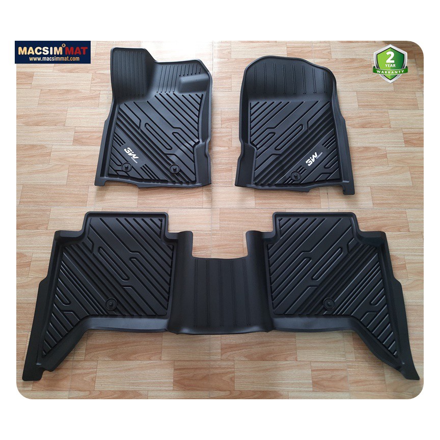 Thảm lót sàn xe ô tô Ford Ranger Raptor Nhãn hiệu Macsim 3W chất liệu nhựa TPE đúc khuôn cao cấp - màu đen