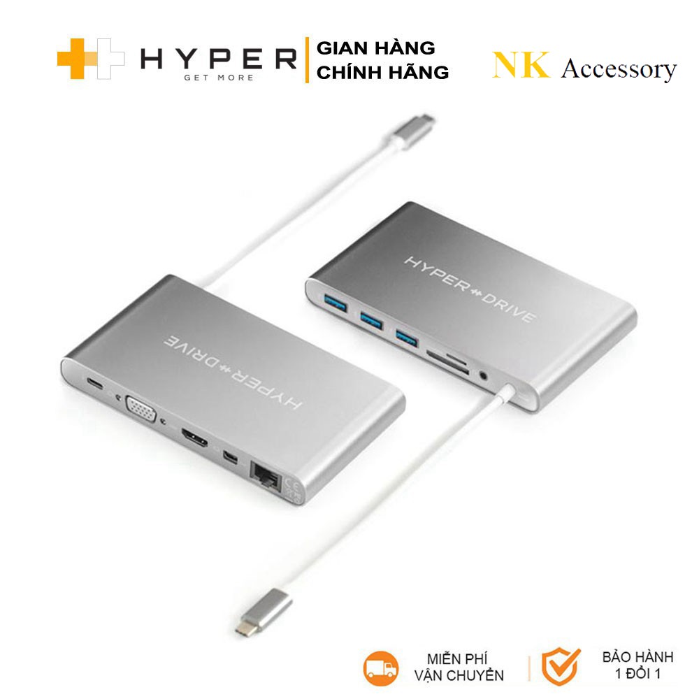 Cổng chuyển HYPERDRIVE ULTIMATE 11port USB-C HUB cho MACBOOK PRO, PC & DEVICES - GN30 -  Hàng Chính Hãng