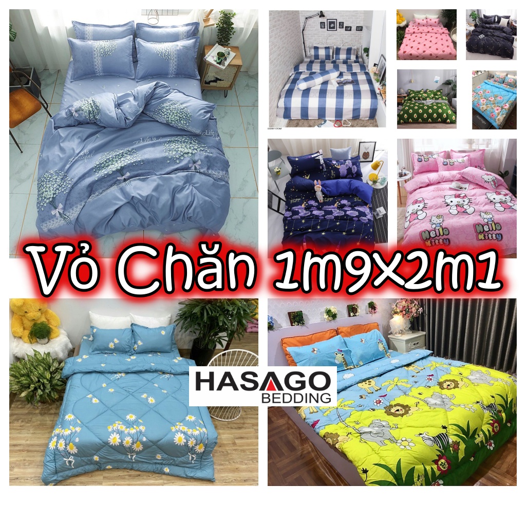 Vỏ Chăn 1m9x2m1 Chất Liệu Cotton Poly Đủ Màu Như Hình